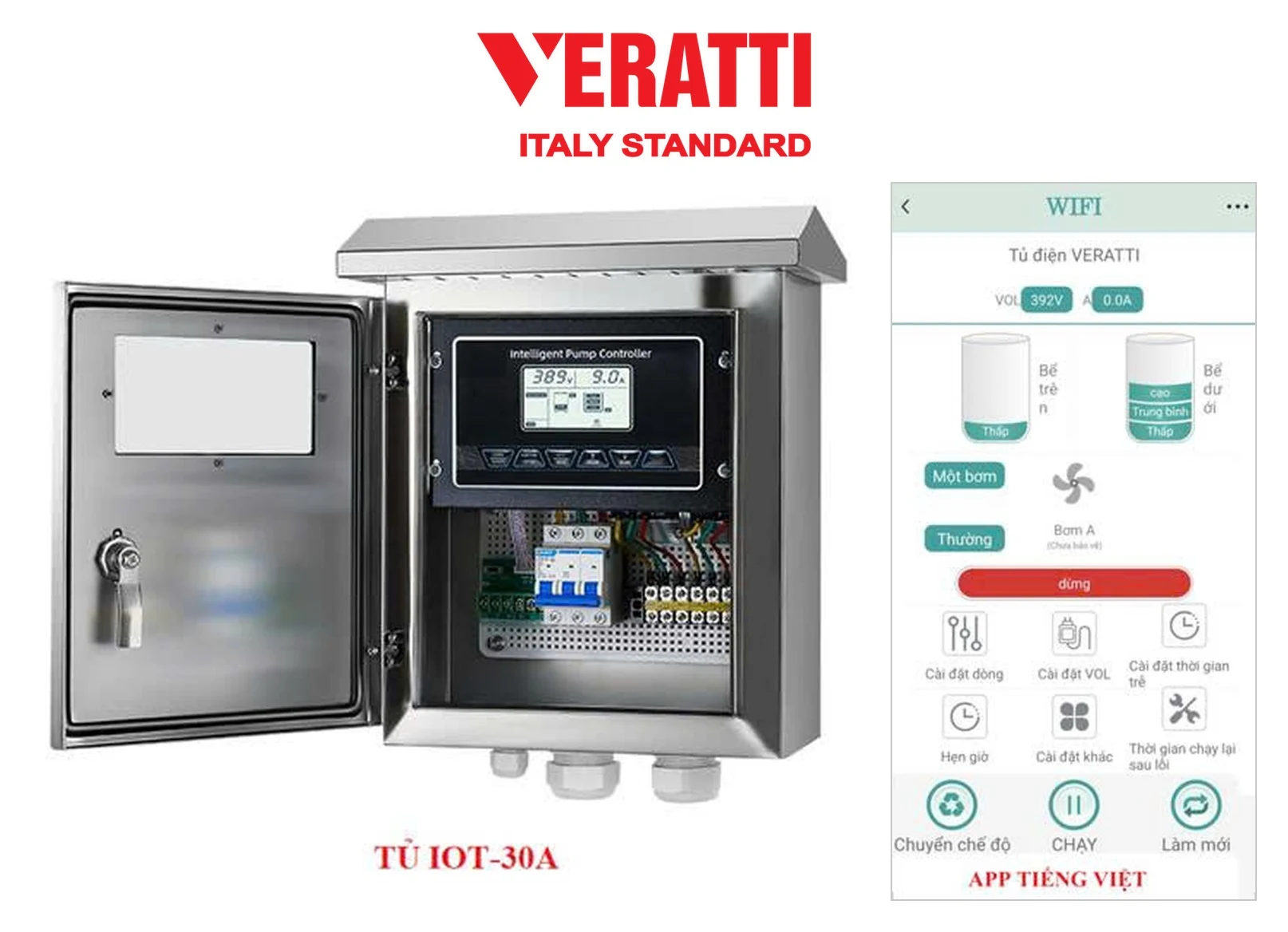 Tủ điện VERATTI IOT-30A và app Smart Life tiếng Việt