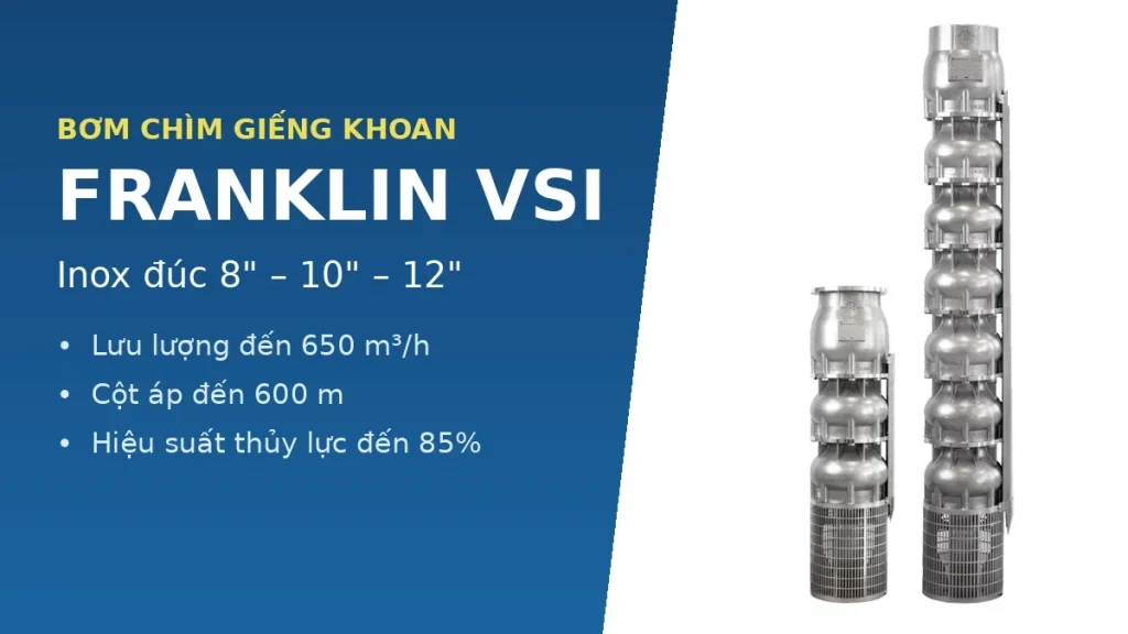 Bơm giếng Franklin VSI inox đúc 8 10 12 inch