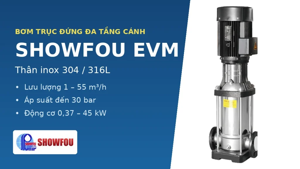 Bơm trục đứng đa tầng cánh inox Showfou EVM