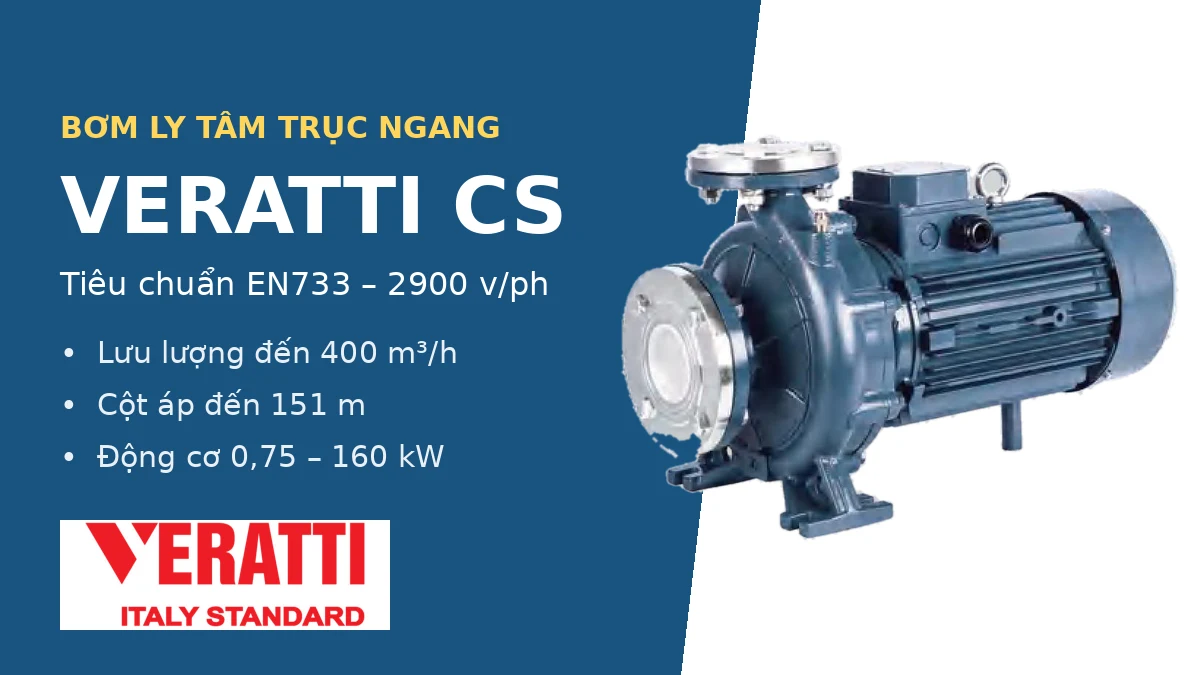 Bơm Veratti CS - bơm ly tâm trục ngang tiêu chuẩn EN733